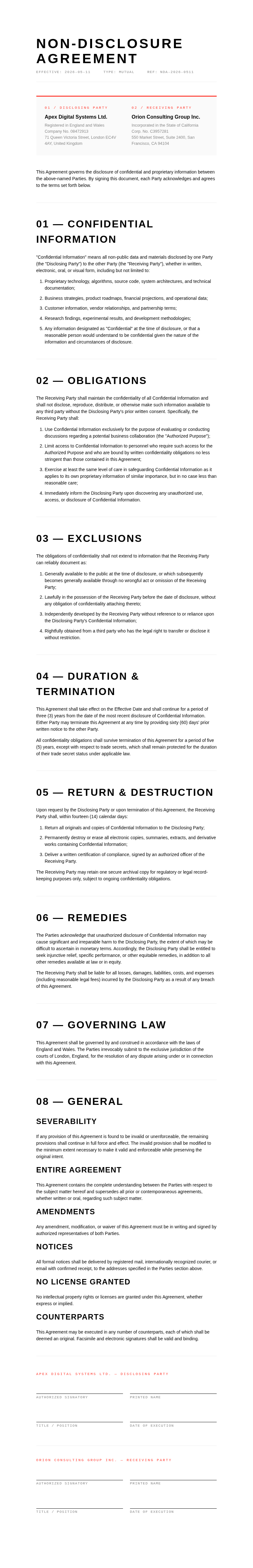 Modern minimal Non Disclosure Agreement
